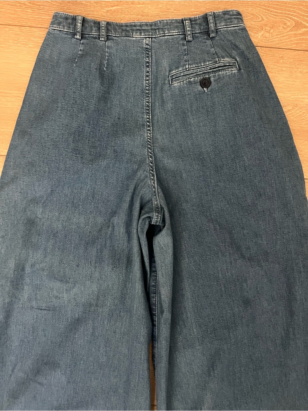 GAP x DOEN Blue Denim High-Rise Wide Legged Palazzo Denim Trousers size 2 - Picture 8 of 8